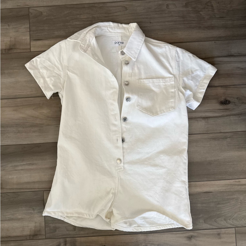 Parke white denim romper